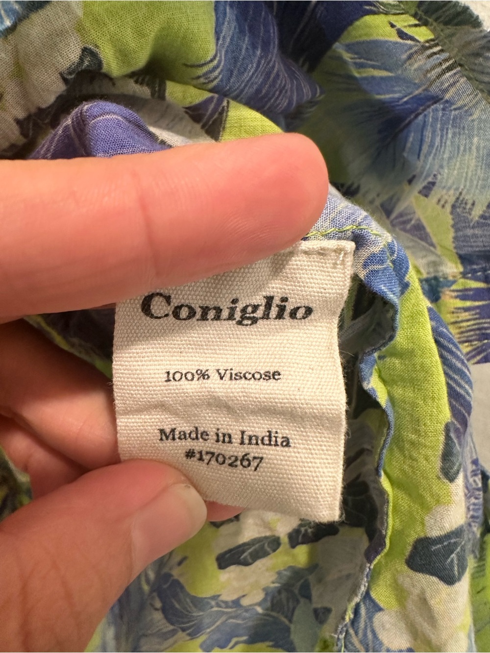 Coniglio Palm Beach Classic Button Down in Lime and Blue Floral - Picture 4 of 5